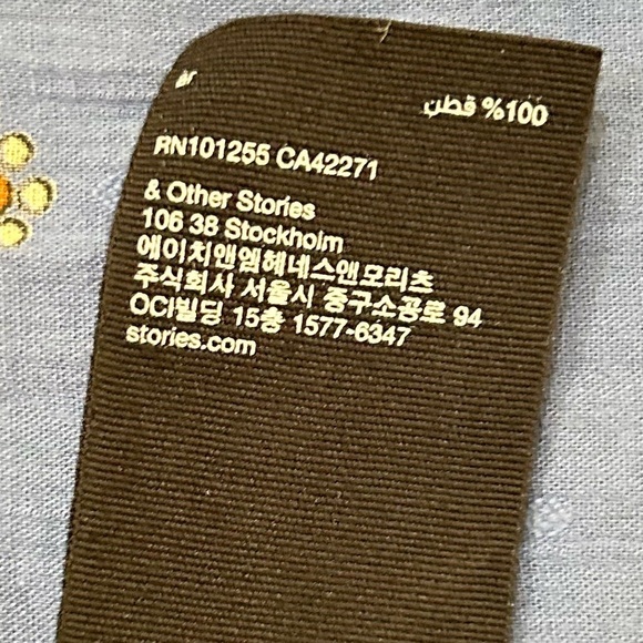 & Other Stories Blue orange floral Midi wrap cotton Dress flutter sleeve size 0 - Picture 16 of 16